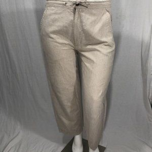 Havanera Beige Linen Pants Ankle Elastic Waist Casual Lightweight Large‎